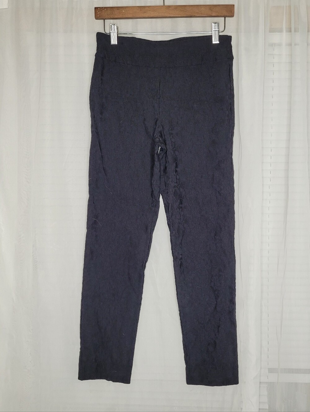Krazy Larry Pull-on Ankle Leggings Floral Texture Size 6 Black Rayon Blend